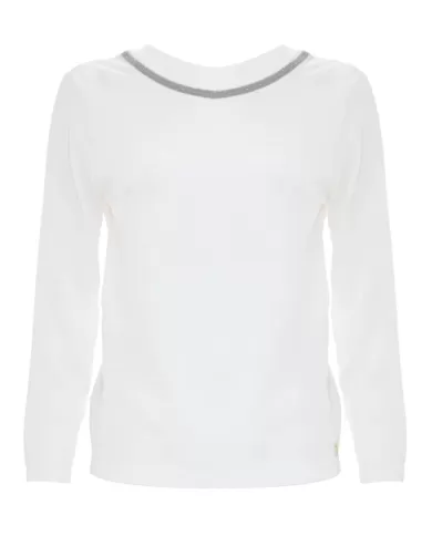 maglia latte/panna da donna con girocollo brillante | KOCCA maglia latte/panna da donna con girocollo brillante | KOCCA