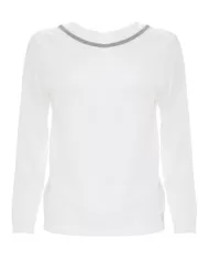 maglia latte/panna da donna con girocollo brillante | KOCCA