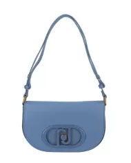 borsa blue denim da donna effetto spalmato con logo in metallo | LIU JO borsa blue denim da donna effetto spalmato con logo in metallo | LIU JO