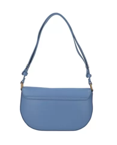 borsa blue denim da donna effetto spalmato con logo in metallo | LIU JO borsa blue denim da donna effetto spalmato con logo in metallo | LIU JO
