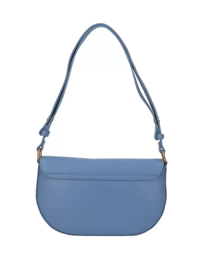 borsa blue denim da donna effetto spalmato con logo in metallo | LIU JO borsa blue denim da donna effetto spalmato con logo in metallo | LIU JO