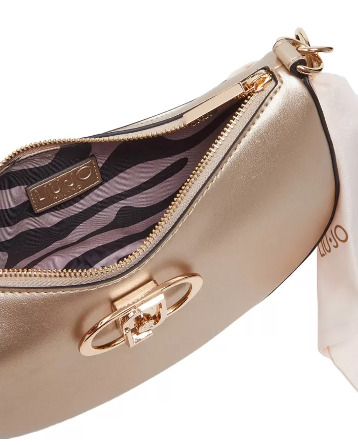 borsa nera da donna con foulard logati intrecciati | LIU JO borsa nera da donna con foulard logati intrecciati | LIU JO