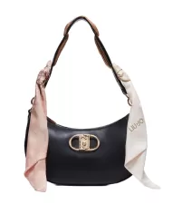 borsa nera da donna con foulard logati intrecciati | LIU JO borsa nera da donna con foulard logati intrecciati | LIU JO