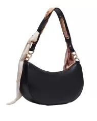 borsa nera da donna con foulard logati intrecciati | LIU JO borsa nera da donna con foulard logati intrecciati | LIU JO