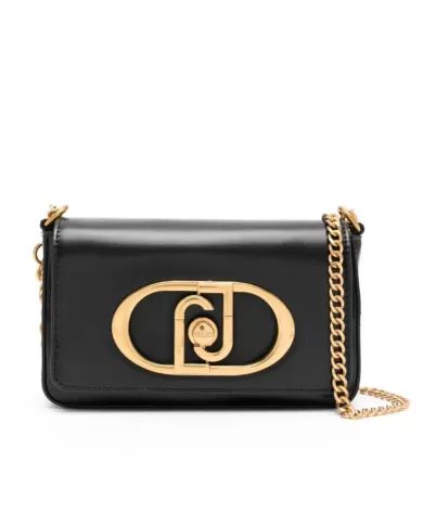 borsa nera da donna con effetto spalmato e fibbia logata | LIU JO borsa nera da donna con effetto spalmato e fibbia logata | LIU JO