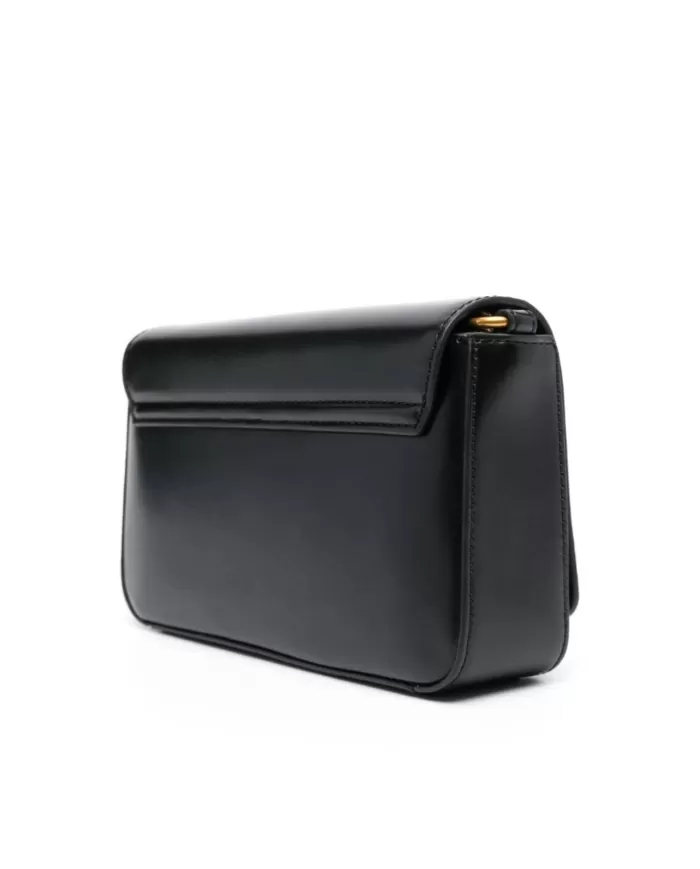 borsa nera da donna con effetto spalmato e fibbia logata | LIU JO borsa nera da donna con effetto spalmato e fibbia logata | LIU JO