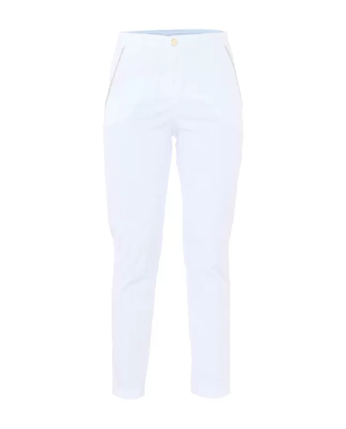 pantalone bianco da donna con piega stirata e strass | KOCCA pantalone bianco da donna con piega stirata e strass | KOCCA