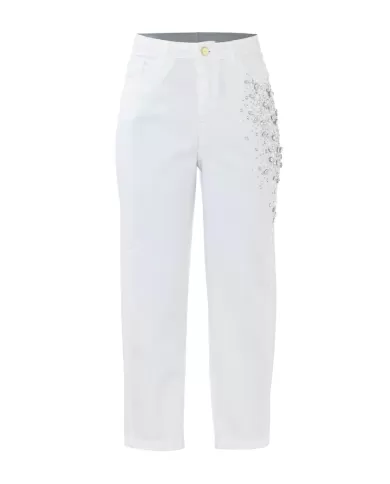 pantalone bianco da donna con strass su gamba | KOCCA pantalone bianco da donna con strass su gamba | KOCCA