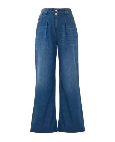 jeans a palazzo denim medio da donna con pinces a vita | KOCCA jeans a palazzo denim medio da donna con pinces a vita | KOCCA