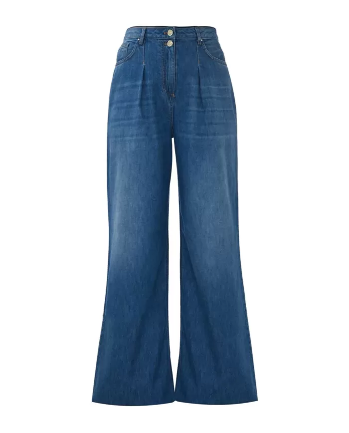 jeans a palazzo denim medio da donna con pinces a vita | KOCCA jeans a palazzo denim medio da donna con pinces a vita | KOCCA