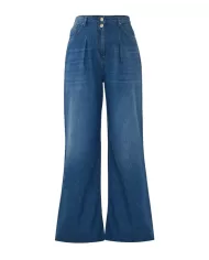 jeans a palazzo denim medio da donna con pinces a vita | KOCCA