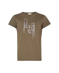 t-shirt olivander leop da donna con stampa logata con strass | LIU JO t-shirt olivander leop da donna con stampa logata con strass | LIU JO