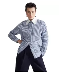 camicia blue mistery da donna con stampa a righe con loghi | LIU JO camicia blue mistery da donna con stampa a righe con loghi | LIU JO