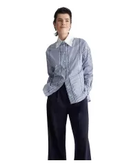 camicia blue mistery da donna con stampa a righe con loghi | LIU JO camicia blue mistery da donna con stampa a righe con loghi | LIU JO