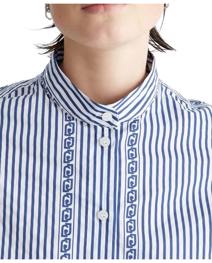 camicia blue mistery da donna con stampa a righe con loghi | LIU JO camicia blue mistery da donna con stampa a righe con loghi | LIU JO