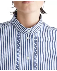 camicia blue mistery da donna con stampa a righe con loghi | LIU JO camicia blue mistery da donna con stampa a righe con loghi | LIU JO