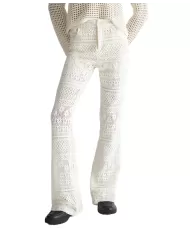 pantaloni ecru da donna con gamba flare in pizzo | LIU JO pantaloni ecru da donna con gamba flare in pizzo | LIU JO