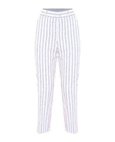 Pantalone panna/nero con fantasia a righe in contrasto | KOCCA Pantalone panna/nero con fantasia a righe in contrasto | KOCCA
