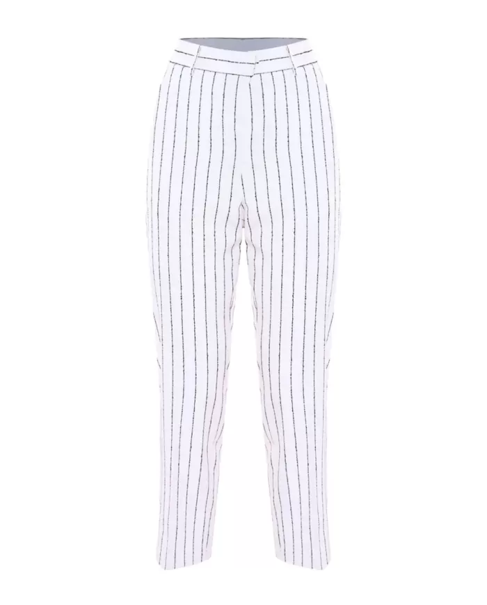 Pantalone panna/nero con fantasia a righe in contrasto | KOCCA Pantalone panna/nero con fantasia a righe in contrasto | KOCCA
