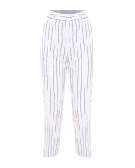 Pantalone panna/nero con fantasia a righe in contrasto | KOCCA