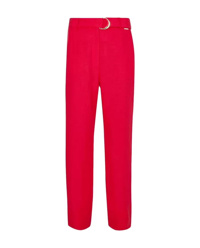Pantalone a sigaretta donna cherry red con pendaglio logato | LIU JO Pantalone a sigaretta donna cherry red con pendaglio logato | LIU JO