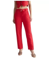 Pantalone a sigaretta donna cherry red con pendaglio logato | LIU JO Pantalone a sigaretta donna cherry red con pendaglio logato | LIU JO