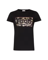 T-shirt donna con stampa logata e pailettes | LIU JO T-shirt donna con stampa logata e pailettes | LIU JO