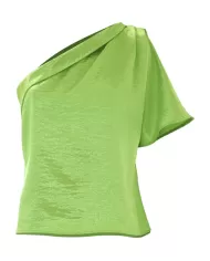 Blusa donna verde monospalla con manica ad aletta e pinces | KOCCA Blusa donna verde monospalla con manica ad aletta e pinces | KOCCA