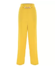 Pantaloni donna giallo sole con gamba a palazzo e catena | KOCCA
