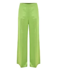 Pantaloni donna in tessuto fluido verde con tasche | KOCCA