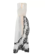 Abito donna panna/nero con drappeggi ed effetto pizzo | KOCCA