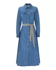 Abito donna modello chemisier blu denim con linea svasata | KOCCA Abito donna modello chemisier blu denim con linea svasata | KOCCA