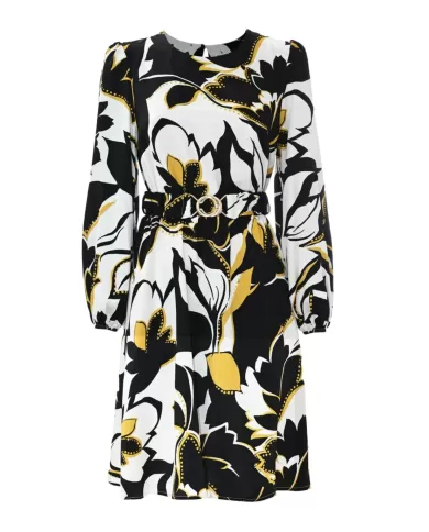 Vestito donna con fantasia floreale bianca/nera/gialla | KOCCA Vestito donna con fantasia floreale bianca/nera/gialla | KOCCA
