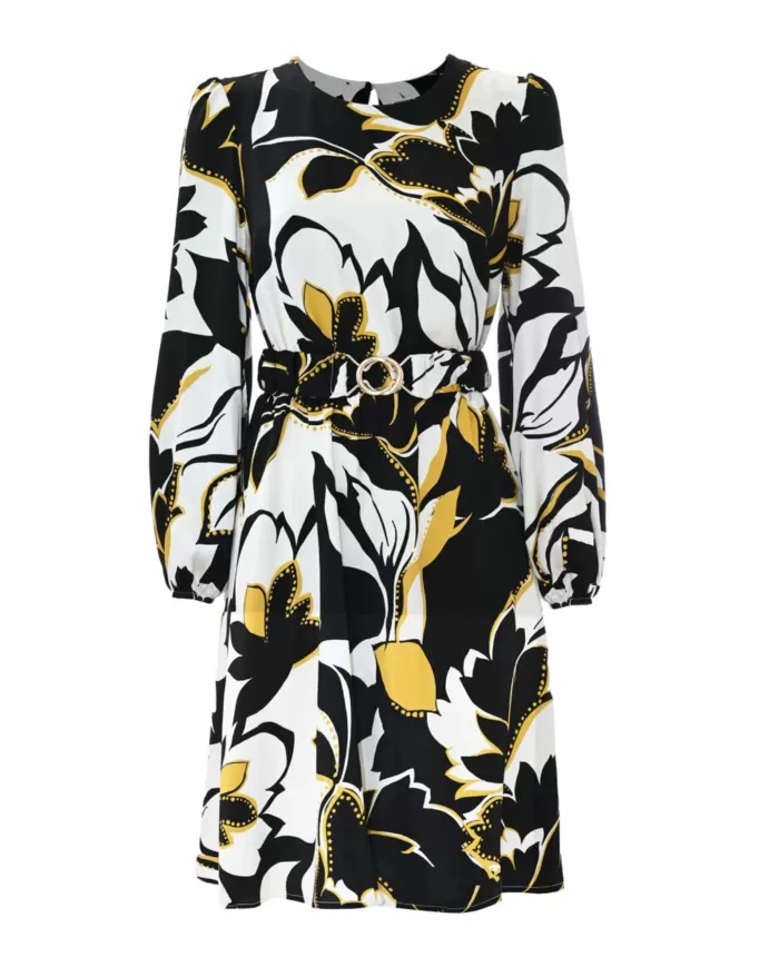 Vestito donna con fantasia floreale bianca/nera/gialla | KOCCA Vestito donna con fantasia floreale bianca/nera/gialla | KOCCA