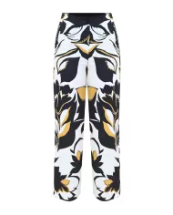 Pantaloni donna con fantasia gialla/nera/bianca di fiori | KOCCA