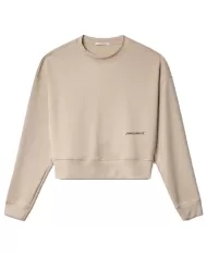 Felpa donna beige/sand con paricollo e stampa logata | HINNOMINATE Felpa donna beige/sand con paricollo e stampa logata | HINNOMINATE