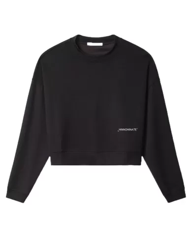 Felpa donna nera con paricollo e stampa logata | HINNOMINATE Felpa donna nera con paricollo e stampa logata | HINNOMINATE