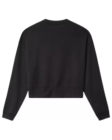 Felpa donna nera con paricollo e stampa logata | HINNOMINATE Felpa donna nera con paricollo e stampa logata | HINNOMINATE