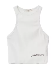 Top donna bianco a costine con stampa siliconata | HINNOMINATE Top donna bianco a costine con stampa siliconata | HINNOMINATE