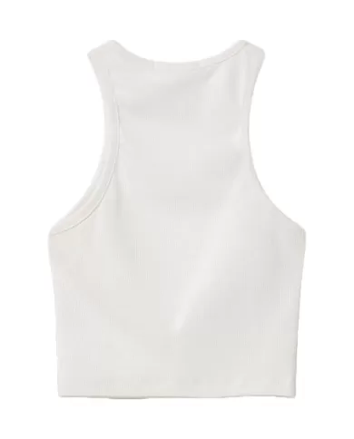 Top donna bianco a costine con stampa siliconata | HINNOMINATE Top donna bianco a costine con stampa siliconata | HINNOMINATE
