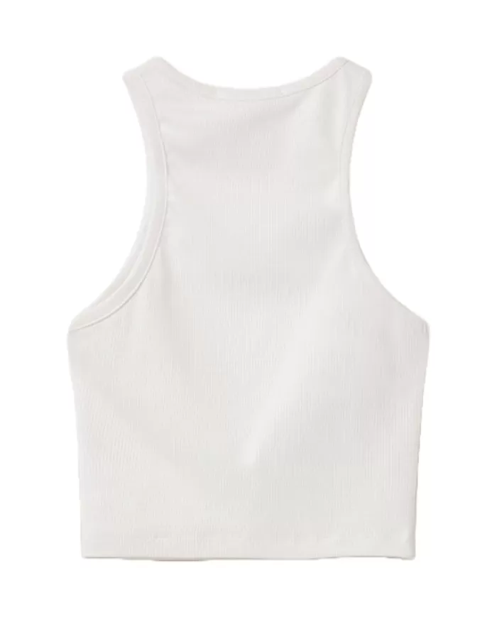 Top donna bianco a costine con stampa siliconata | HINNOMINATE Top donna bianco a costine con stampa siliconata | HINNOMINATE