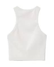 Top donna bianco a costine con stampa siliconata | HINNOMINATE Top donna bianco a costine con stampa siliconata | HINNOMINATE