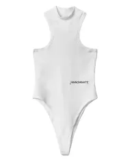 Body donna bianco con stampa siliconata e collo a lupetto | HINNOMINATE Body donna bianco con stampa siliconata e collo a lupetto | HINNOMINATE