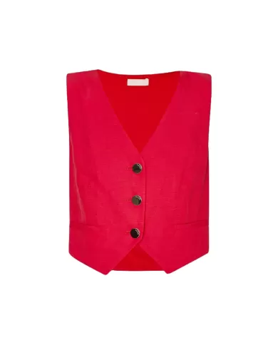 Gilet donna cherry red con cinturino abbinato su retro | LIU JO Gilet donna cherry red con cinturino abbinato su retro | LIU JO