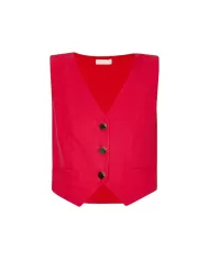 Gilet donna cherry red con cinturino abbinato su retro | LIU JO Gilet donna cherry red con cinturino abbinato su retro | LIU JO