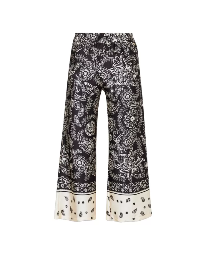 Pantalone donna natural ban con stampa all-over e cintone | LIU JO Pantalone donna natural ban con stampa all-over e cintone | LIU JO