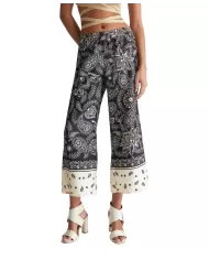 Pantalone donna natural ban con stampa all-over e cintone | LIU JO Pantalone donna natural ban con stampa all-over e cintone | LIU JO
