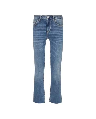 Jeans donna denim blue in stretch con orlo sfrangiato | LIU JO Jeans donna denim blue in stretch con orlo sfrangiato | LIU JO