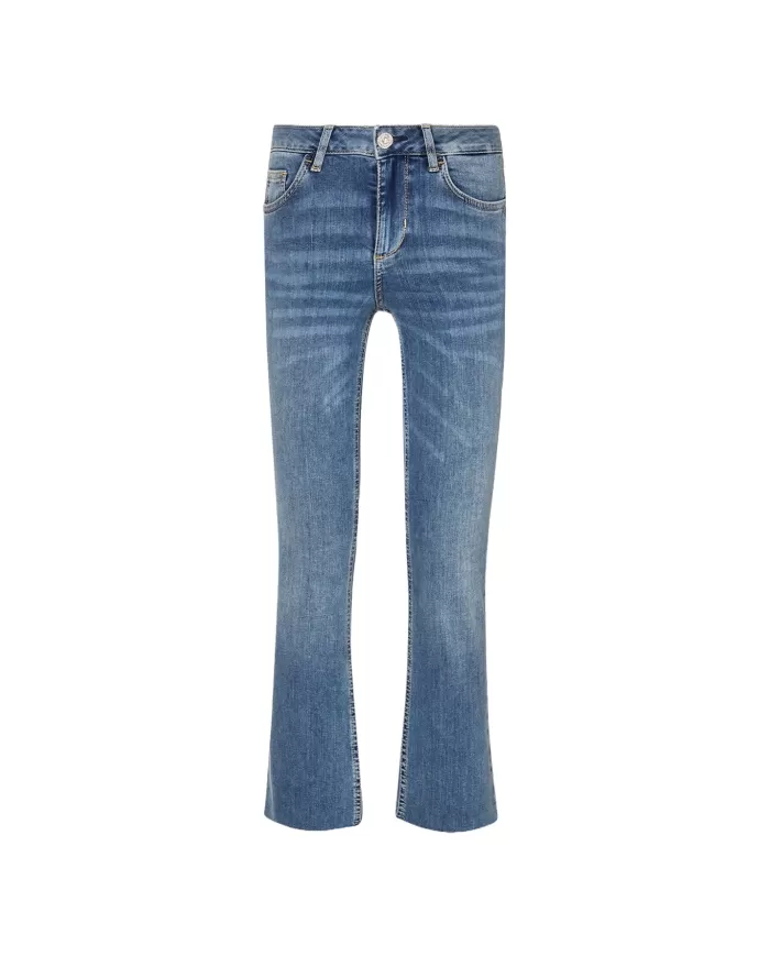 Jeans donna denim blue in stretch con orlo sfrangiato | LIU JO Jeans donna denim blue in stretch con orlo sfrangiato | LIU JO