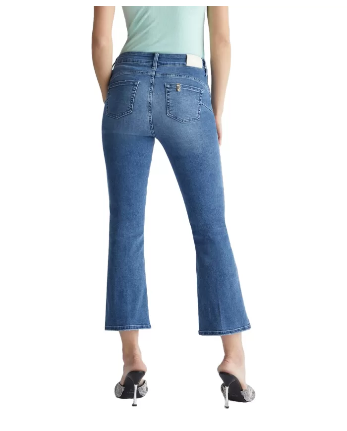 Jeans donna denim blue in stretch con logo su salpa | LIU JO Jeans donna denim blue in stretch con logo su salpa | LIU JO